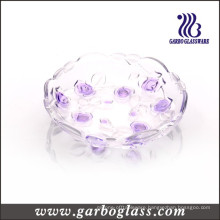 Colored Glass Plate with Flower Design (GB1708MG-1/PDS1)